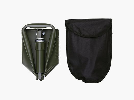 Folding shovel with pouch