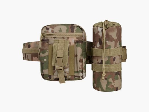 Cinturón de cintura "Allround" de Brandit con bolsa + soporte para botellas - Camuflaje táctico