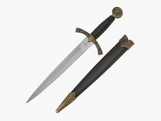 Medieval knight dagger with metal decoration