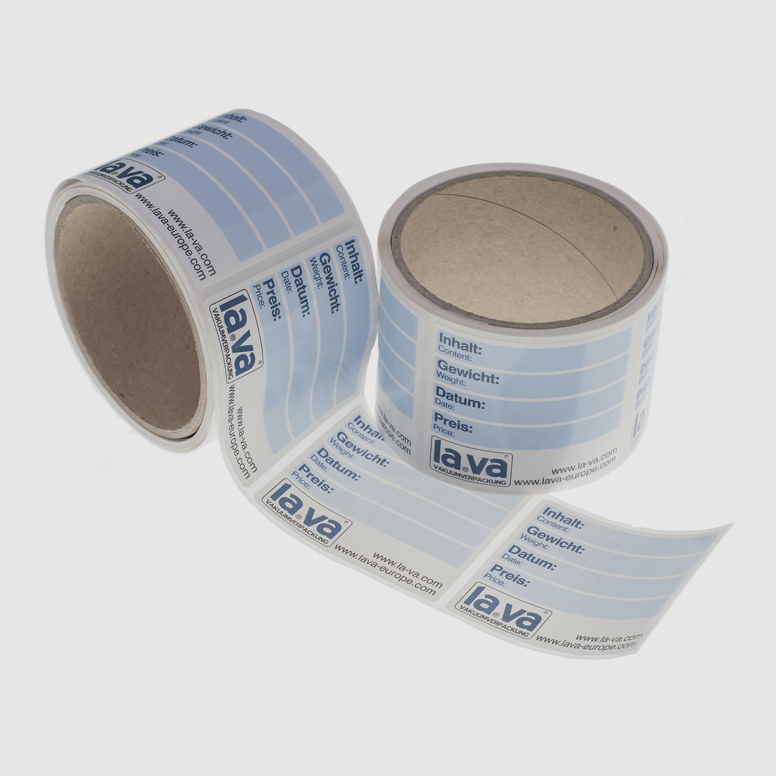 Lava labels for vacuum bags