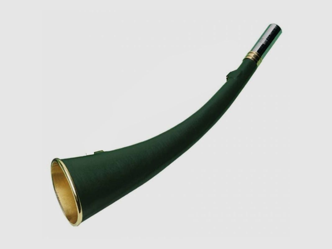 Jagdhorn aus Messing und Leder
