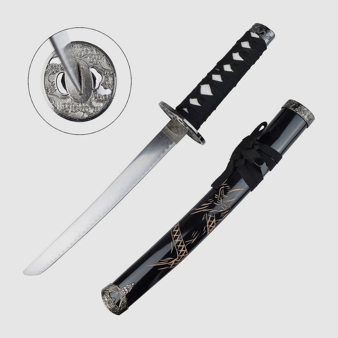 Tanto Dragon schwarz und Schwertständer