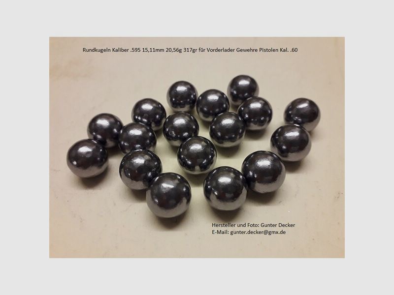 Rundkugeln Kal. .595 15,11mm 317gr für Vorderlader Gewehre Kaliber .60