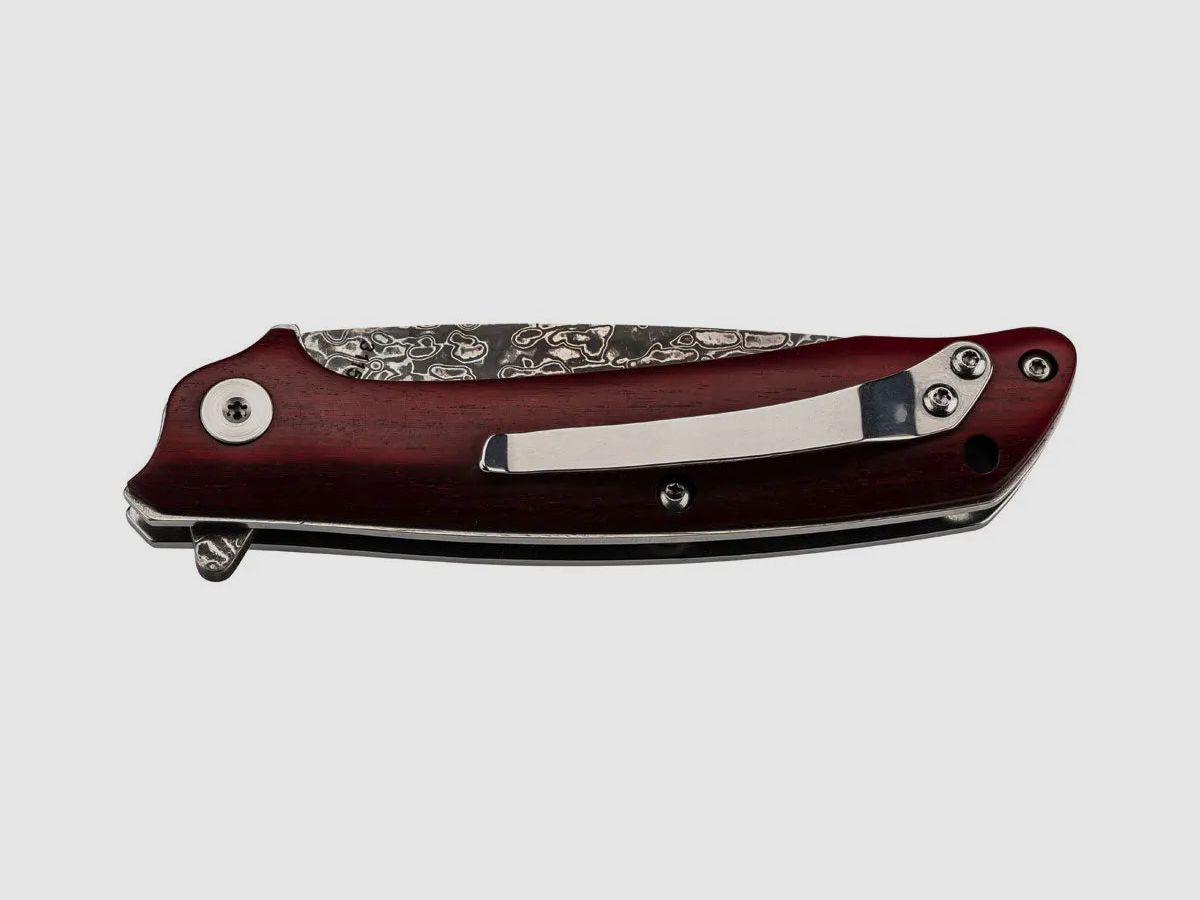PUMA TEC Damascus Folding Knife, Sandalwood with Clip