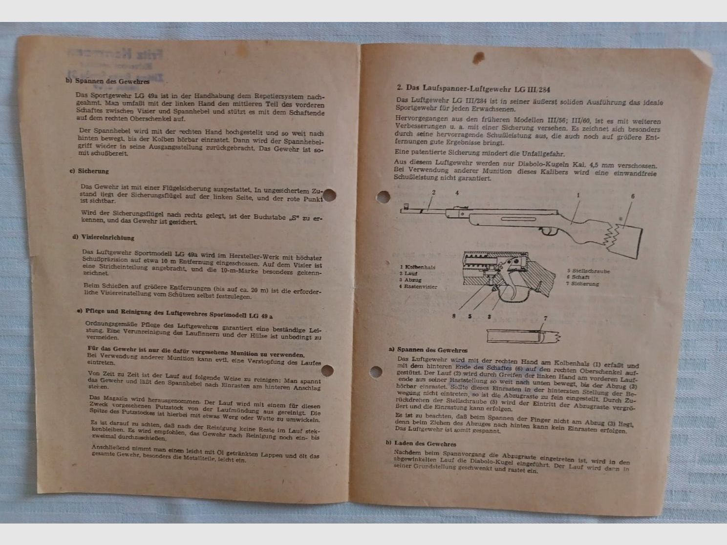 DDR Luftgewehr Hänel Modell 3-284