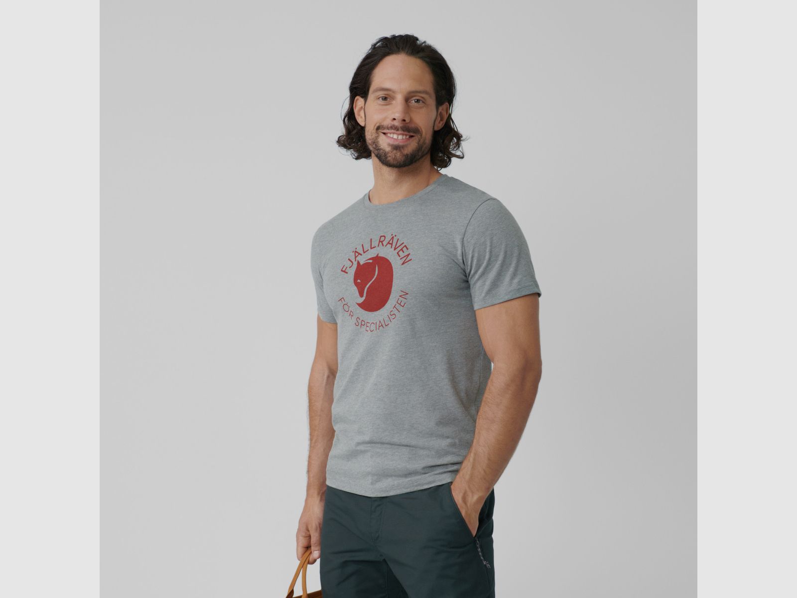 T-shirt FJÄLLRÄVEN Fox M Gris Mélangé