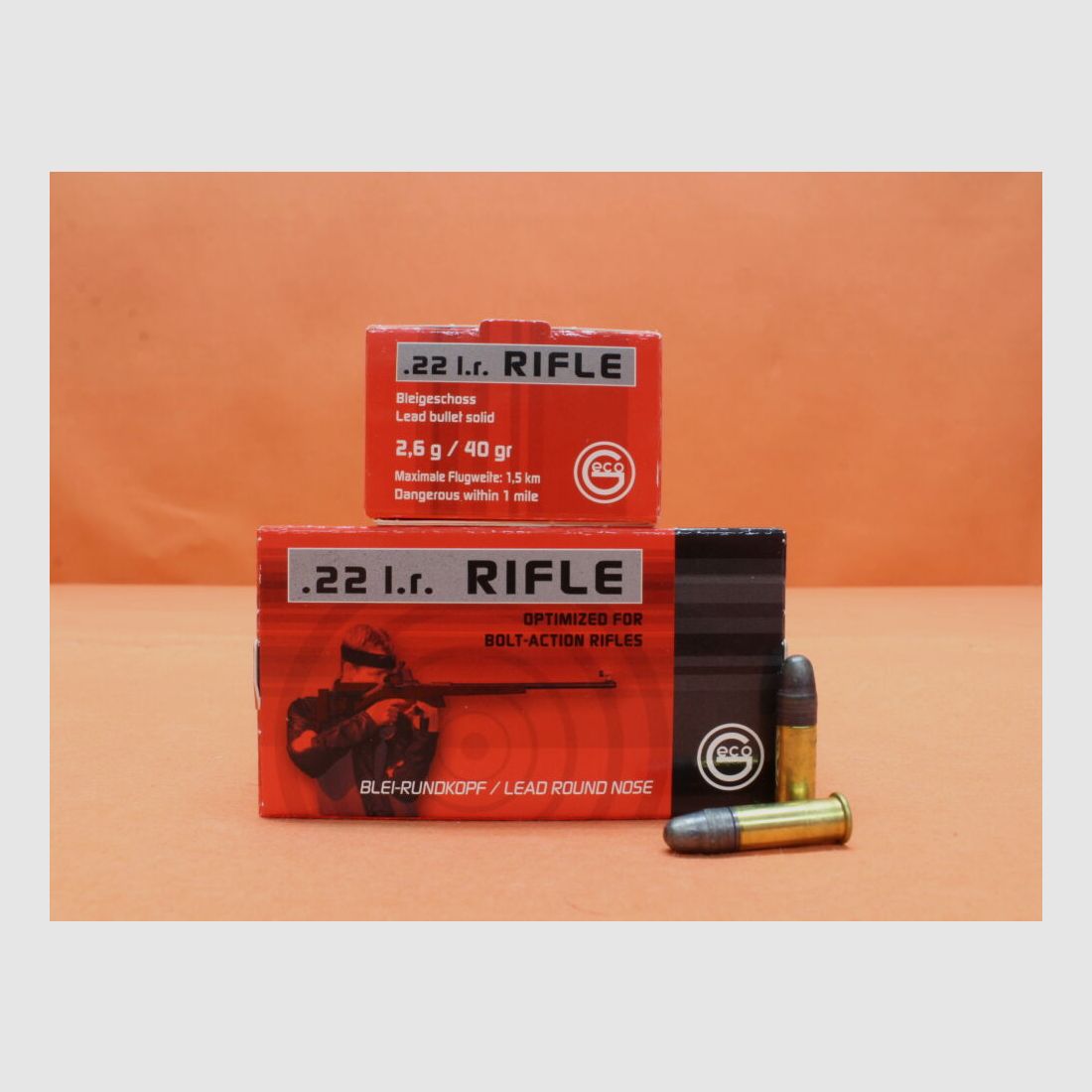 GECO Patrone .22lr GECO 40grs LRN (2132540) Rifle VE 50 Patronen/ 2,6g Blei-Rundkopf