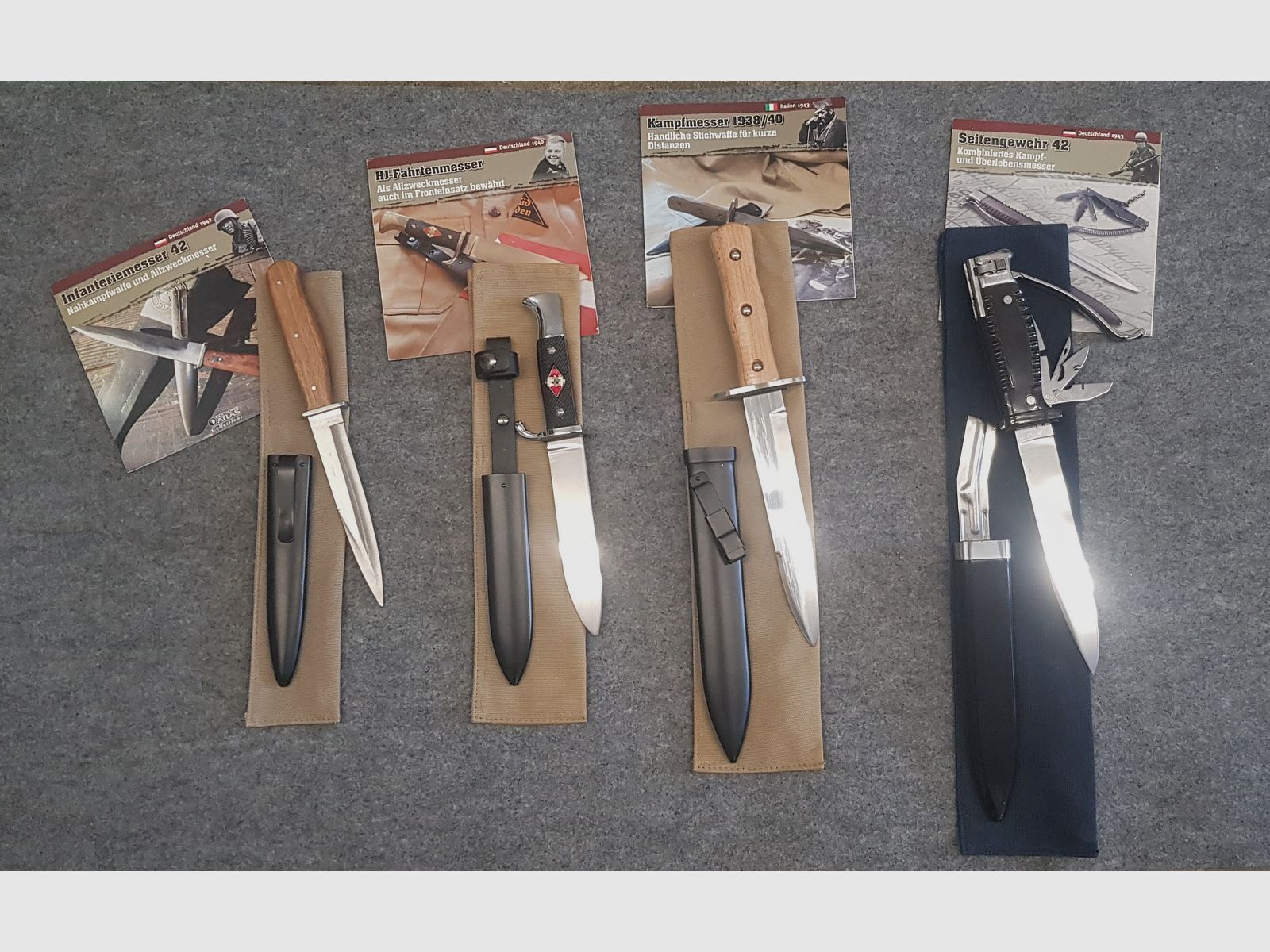 Sammlung aus Abo Repro Seitengewehr 42 Kampfmesser 1938/40  HJ Fahrtenmesser, Infanteriemesser 42 
