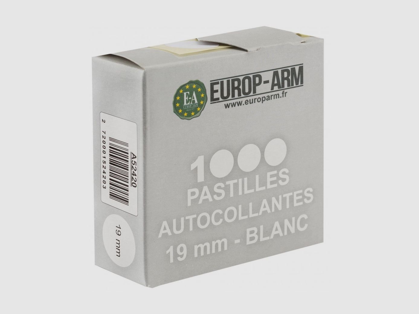 Selbstklebende weiße Pastillen Ø 19 mm
