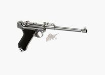 WE P08 "Ari-08" GBB in metallo completo argento -F-