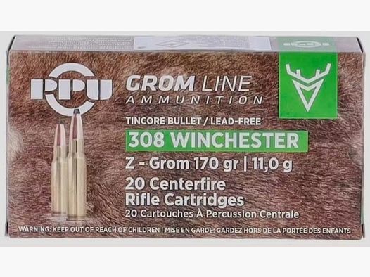 5 confezioni PPU Z-GROM senza piombo .308 Win 170 gr. - 20 pz