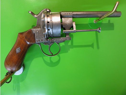 Lefaucheux-Stiftfeuerrevolver 1865, 12 schüssig, Kal. 9 mm Lefaucheux, super selten     #53-