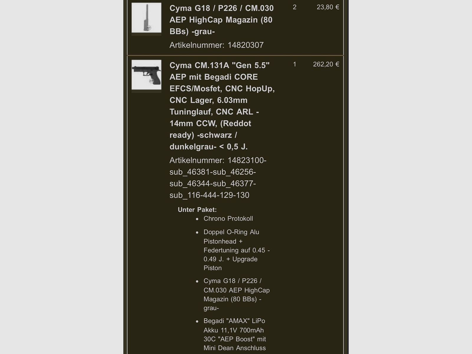 Begadi/Cyma CM.131A Gen 5.5 AEP incluant 3 chargeurs haute capacité Airsoft