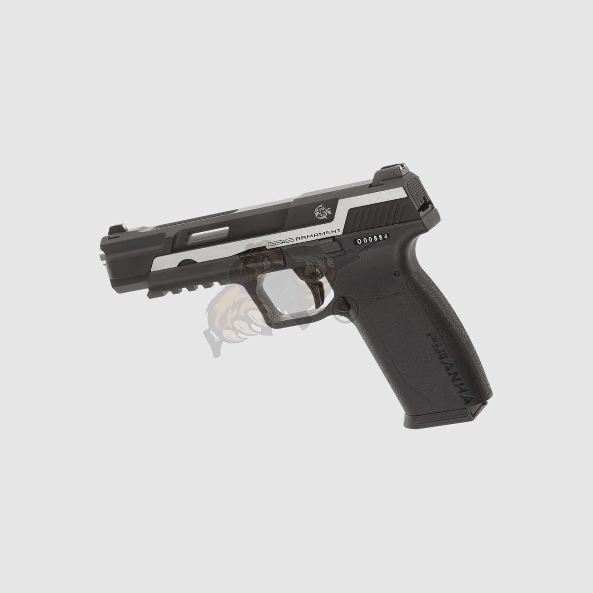 G&G Piranha Mk I GBB Airsoft Pistol in black/silver -F-, image 1 of 3