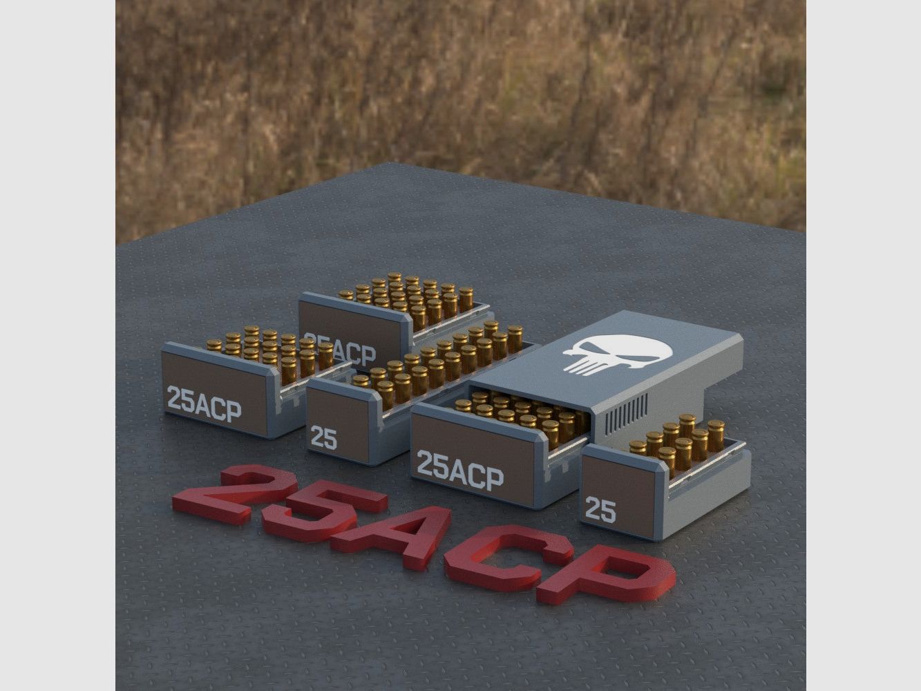 Filamelt Munitionsbox / Ammo Box .25 ACP – Patronenbox für 50 Schuss, Made in Germany