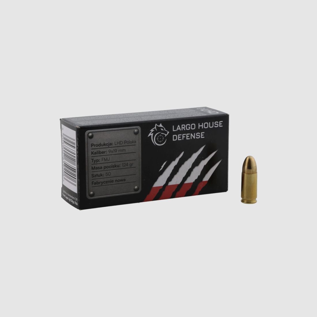 LHD ammunition cal. 9x19 FMJ 8 g / 124 gr