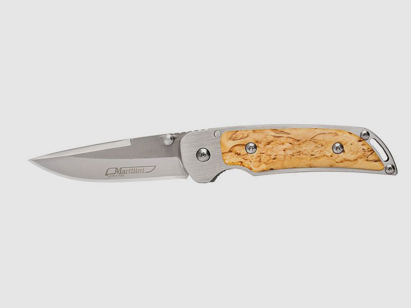 Einhandmesser Martiini MFK2 Stahl 420JS KlingenlĂ¤nge 8,2 cm Maserbirke Schalen (P18)