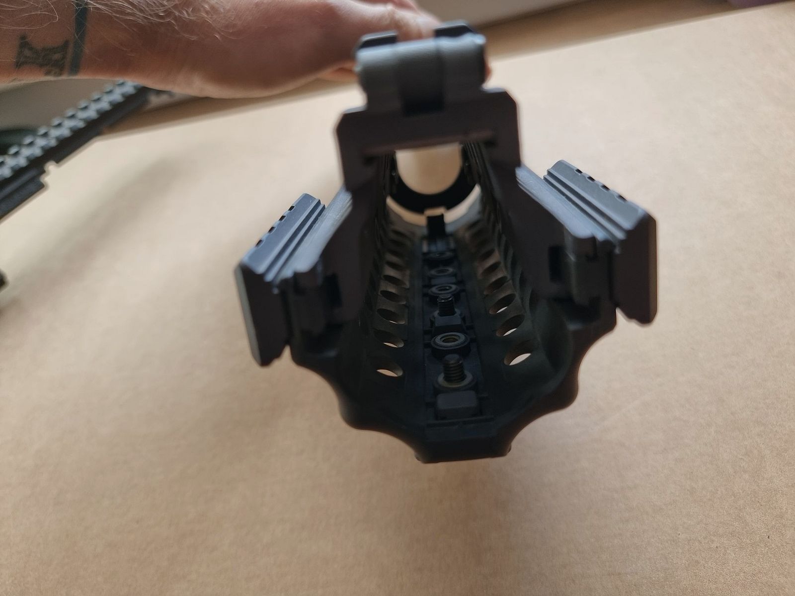 *RARA* A.R.M.S. - Sistema de riel #50-C con miras de gas plegables #41-BL y miras traseras #40-L - AR15 de los 2000