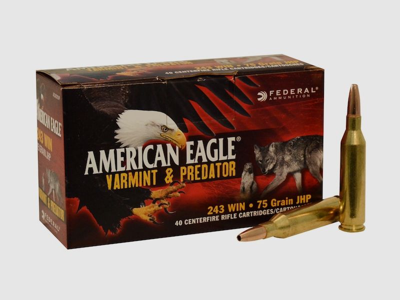 Federal American Eagle Varmint & Predator .243 Win. 75GR JHP 40 Patronen