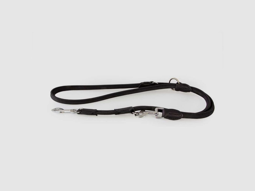 Das Lederband Hundeführleine Rundgenäht Dublin Black B 12 mm / L 200 cm