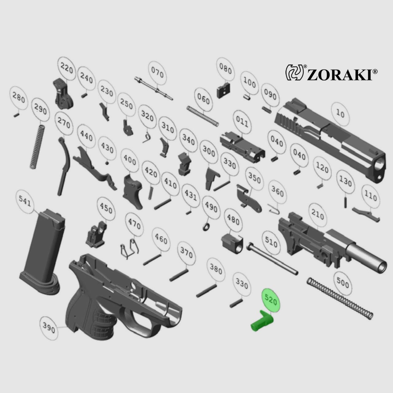 Sicherung fĂĽr Schreckschuss Pistole Zoraki 906, Ersatzteil