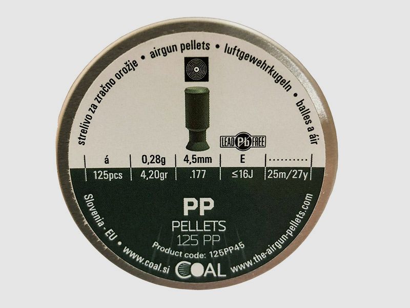 Flachkopf Diabolos Coal PP Pellets Kaliber 4,5 mm 0,28 g Kunststoffmantel bleifrei 125 StĂĽck