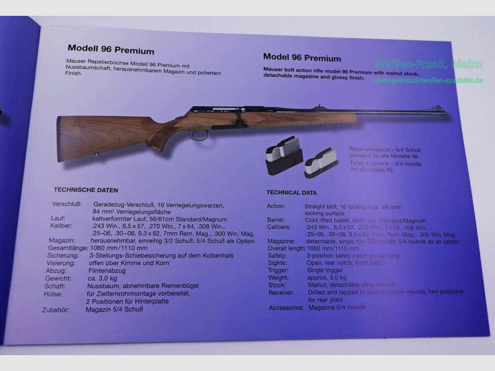 Mauser - Oberndorf Sonderprospekte Konvolut