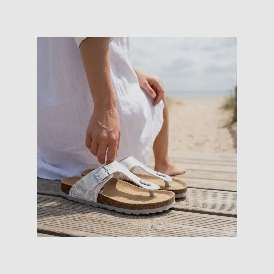 Sandali Palmiers Byal in Pelle Bianca e Argento - Donna - Ayoka, immagine 5 di 12