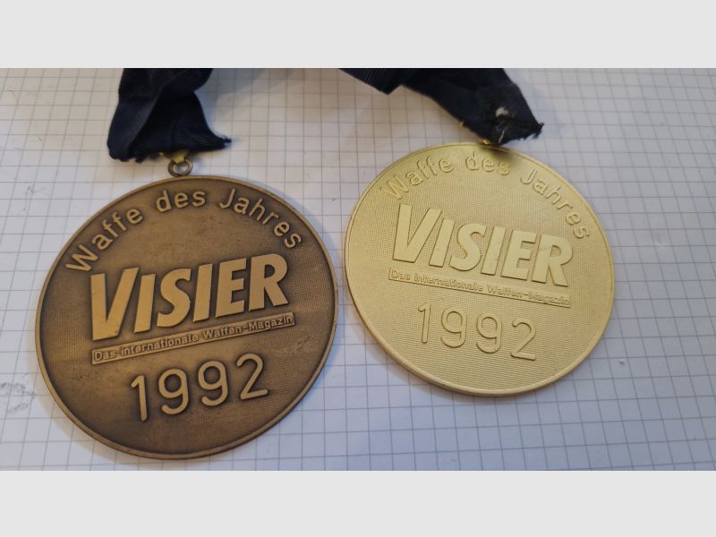 3.7 ANSCHÜTZ bietet 2 Medaille Medaillen Waffe des Jahres Visier 1992 für Sammler