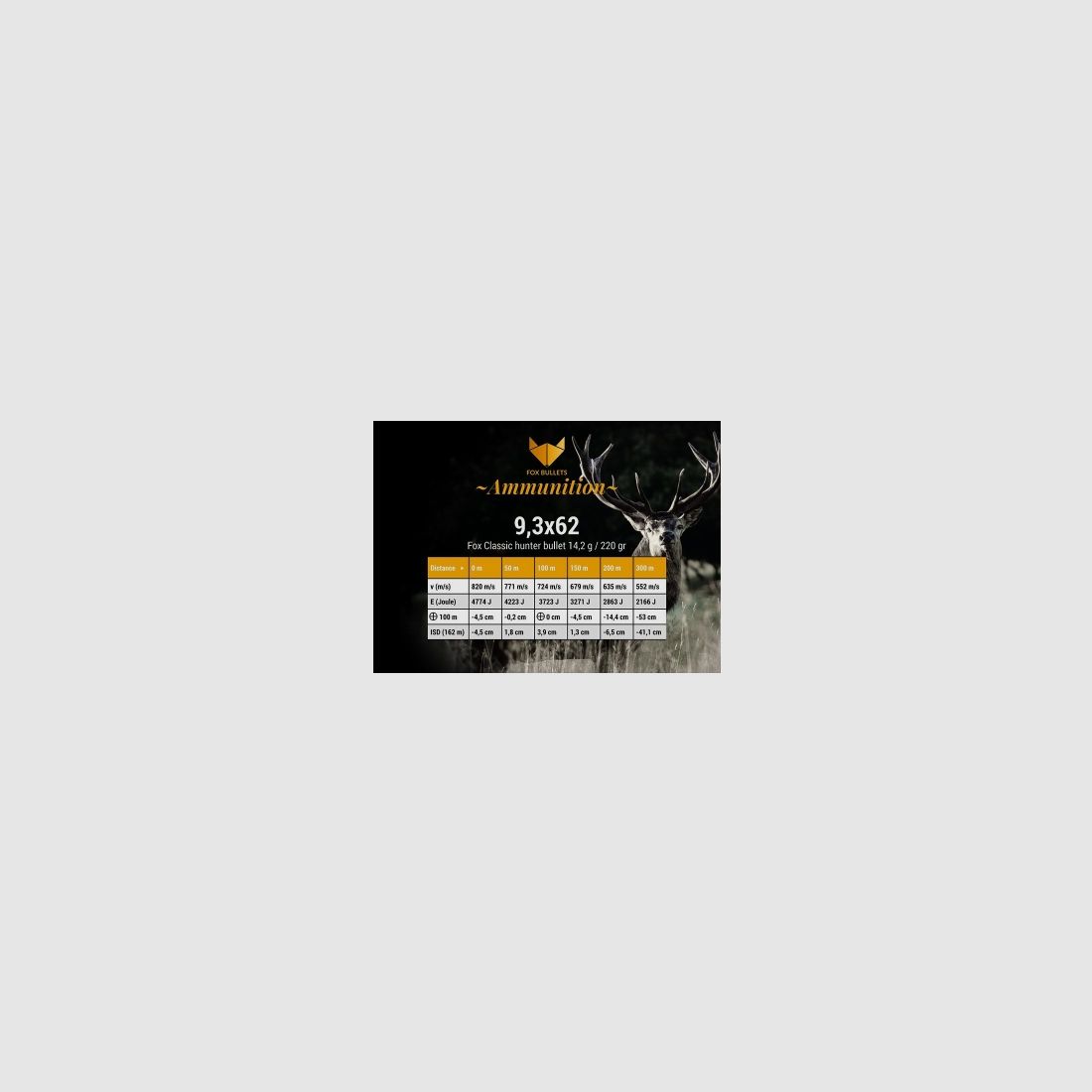 Fox Bullets Classic Hunter 9,3x62 220g bleifreir / 14,2g bleifrei 20 Patronen