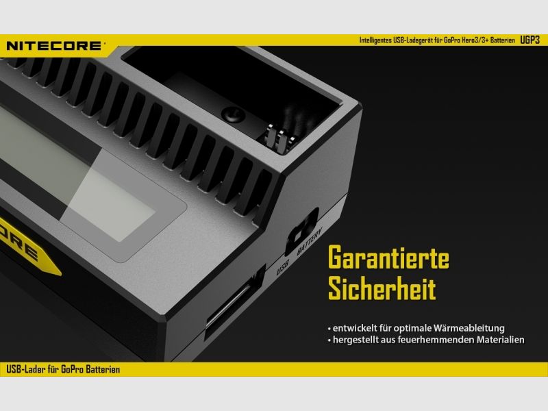 Chargeur USB Nitecore UGP3 pour batteries GoPro HERO3/3+, image 9 sur 12