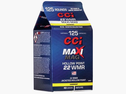 CCI Maxi-Mag .22 WMR 40GR JHP 125 cartucce