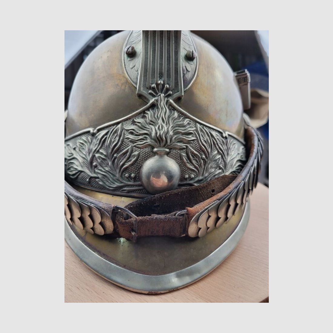 Sehr schöner Gendarmerie-Infanteriehelm Modell 1912 – schöne Bombe in perfektem Zustand – Garnituren aus Maillechort – „Franck et fils Aubervilliers“ – TBE+, Bild 5 von 18