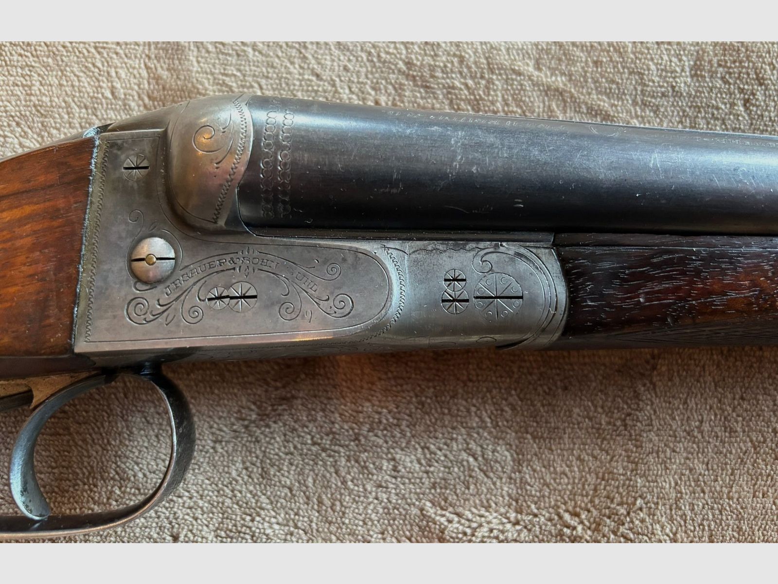 Doppelflinte Sauer&Sohn Suhl Kal. 16/70 mit schönen Ledergewehrriemen 