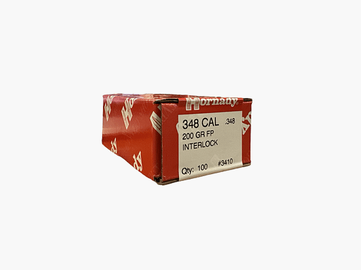 RELOADING BULLETS – HORNADY – 348 CAL .348″ 200GR FP INTERLOCK – 3410 (100 PCS)