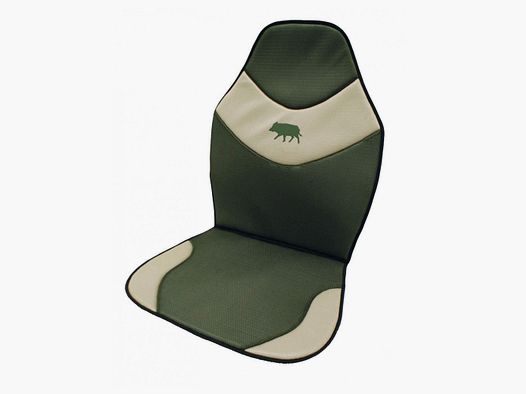Kaki/beige zitbedekking geborduurd met wild zwijn