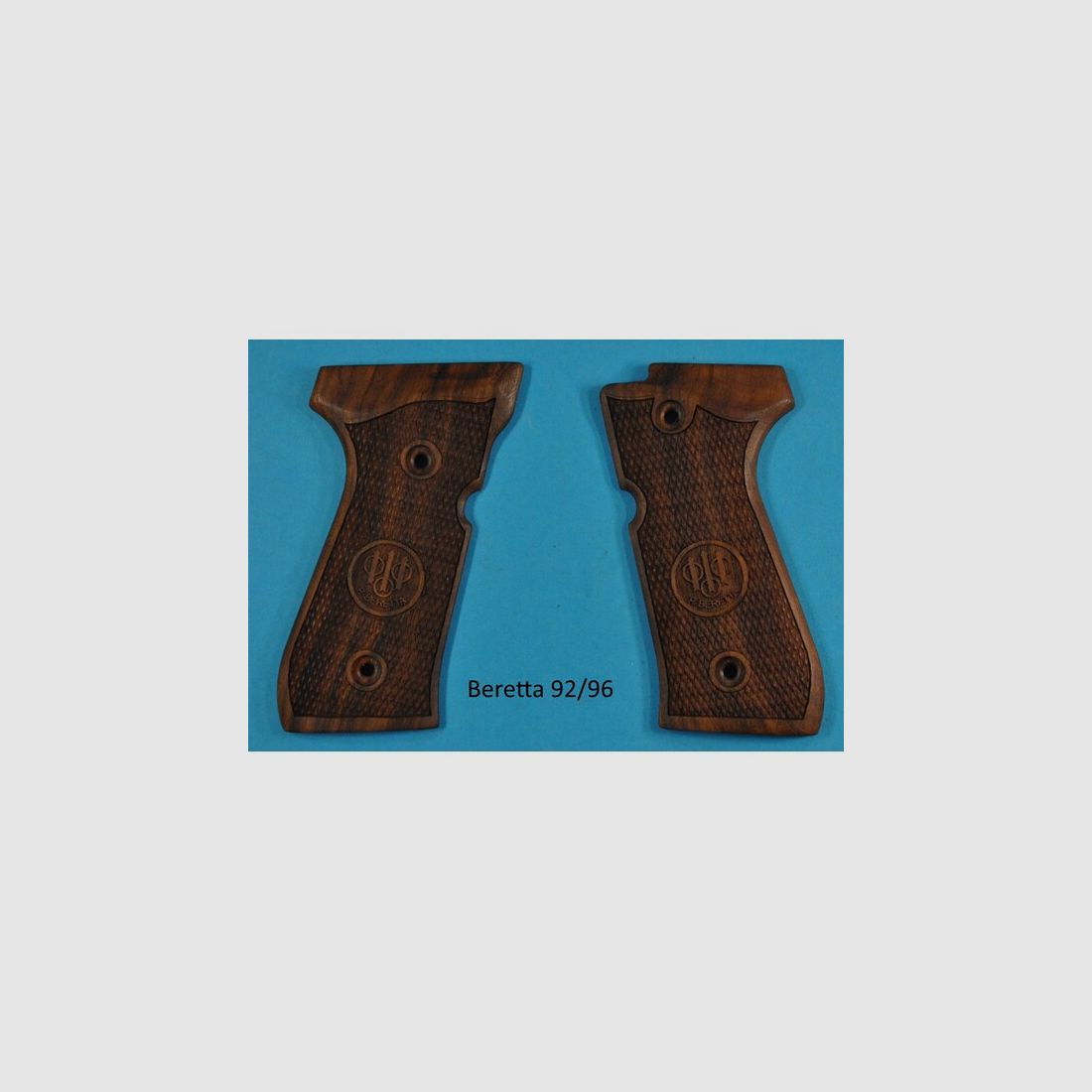 Luxus-Nussbaum-Griffschalen für Pistole Beretta 92 mit Logo