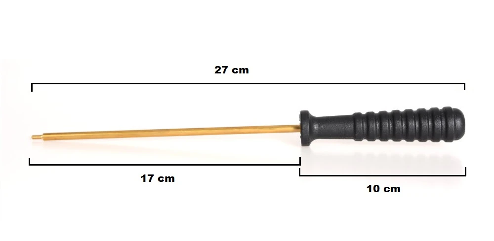 Putzstockgriff – kurz, aus Messing, 27 cm, Außengewinde, ohne Bürsten
