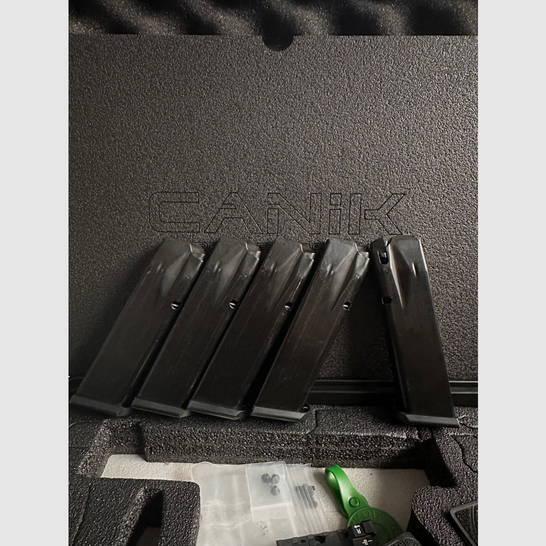 Canik SFx Rival-S with LOK aluminum grip panels, 5 magazines, Wolff springs, original packaging/accessories