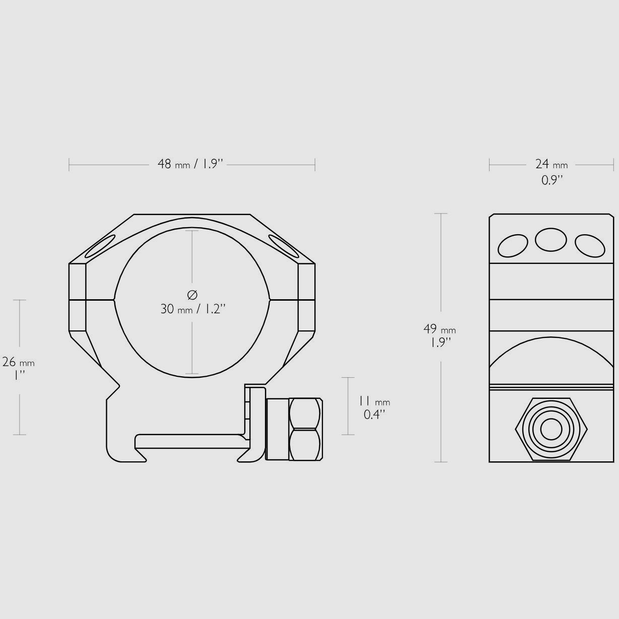 Hawke Taktische Festmontage aus Aluminium Weaver 30mm zweiteilig Medium, Bild 2 von 2