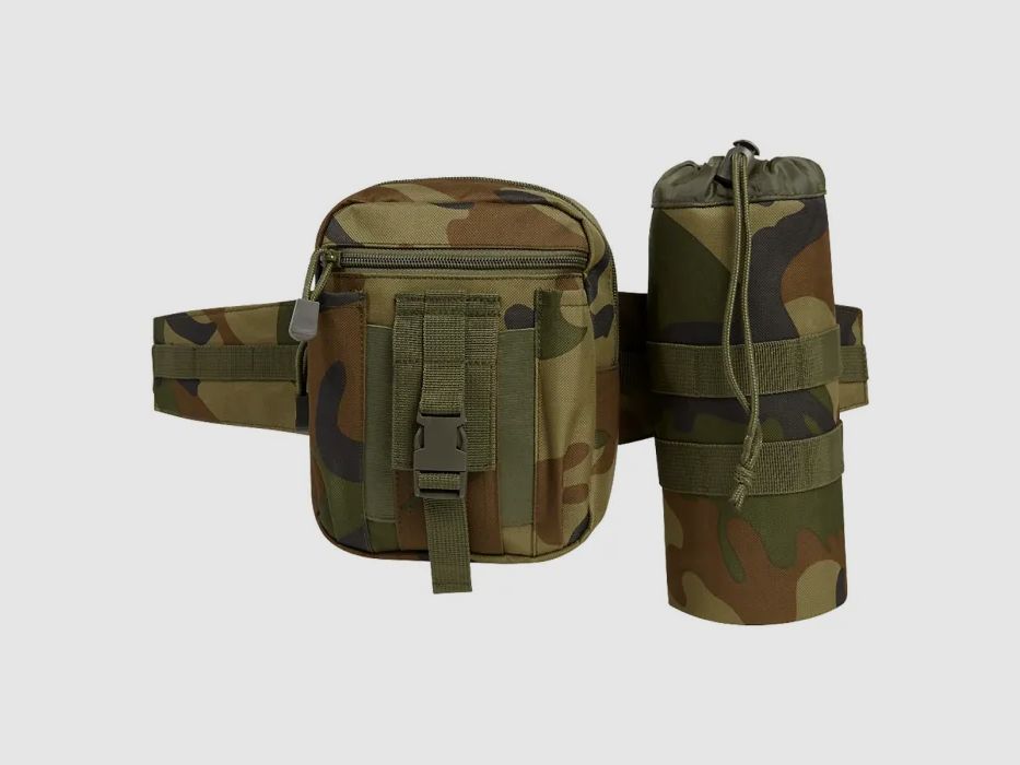 Brandit waist belt "Allround" with pocket + bottle holder - US Woodland