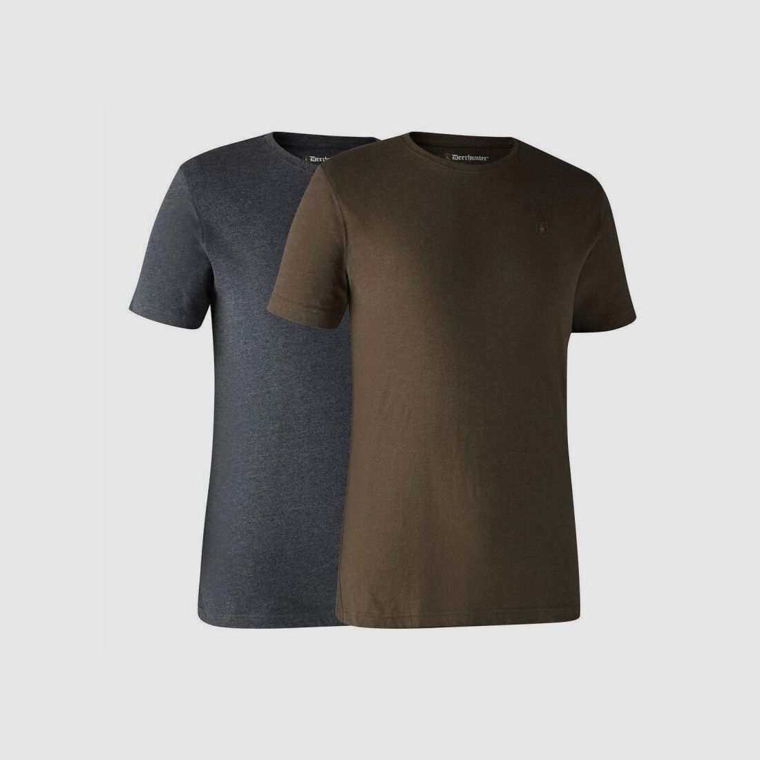 Deerhunter Herren T-Shirt Basic O-Neck 2-Pack Brown Leaf Melange