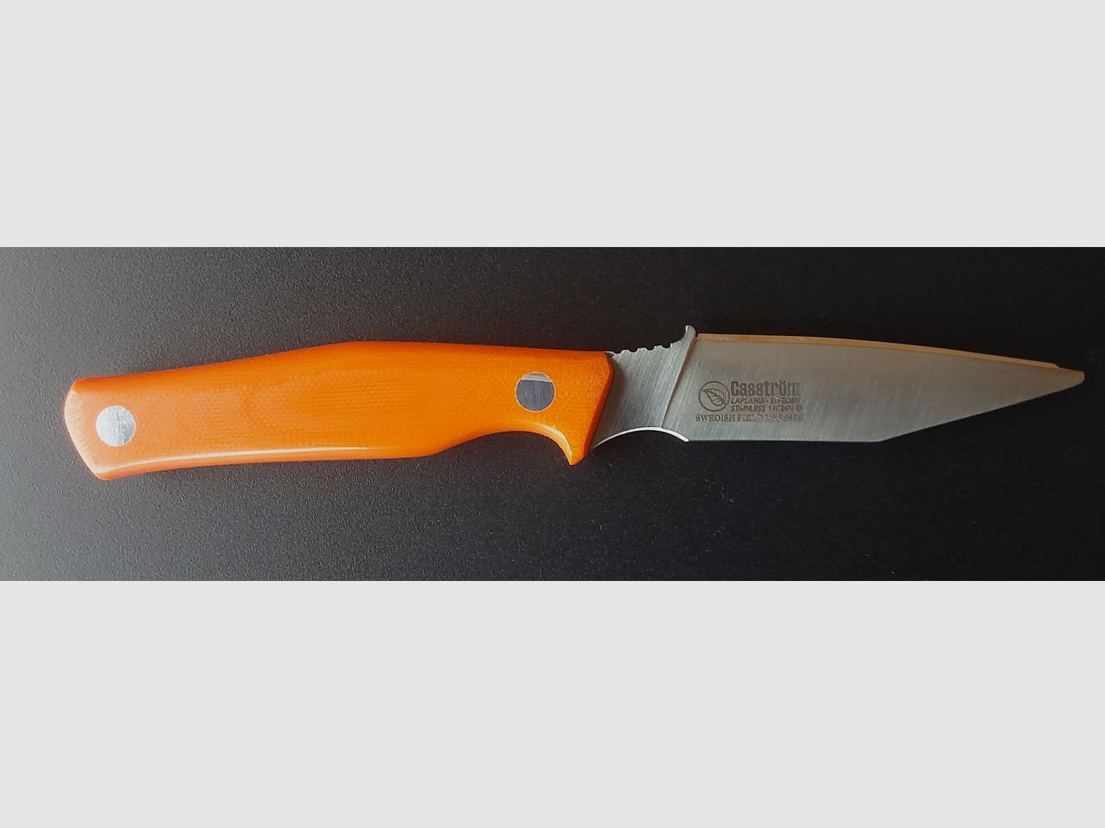 Casström Schwedisches Feldmesser, Orange G10, Jagdmesser, Aufbrechmesser, Skinner