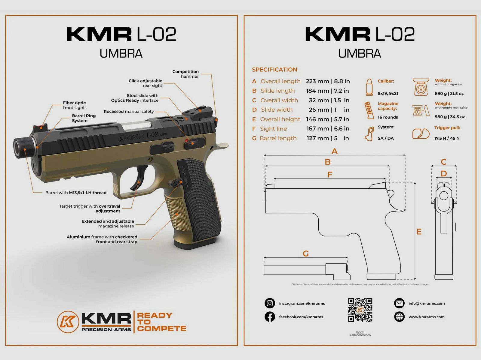 KMR L-02 UMBRA 9×19 OR, SR, SA, GREY, 17R, afbeelding 6 van 6