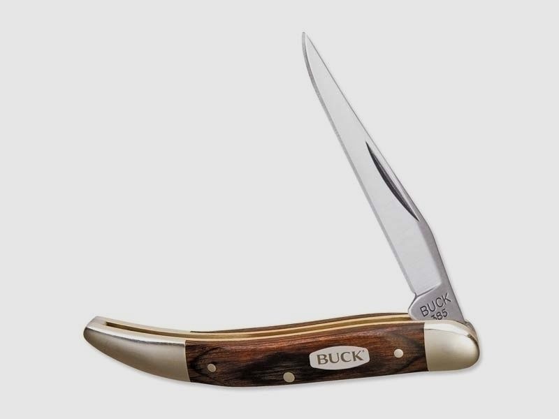 Couteau de poche Mini Buck TOOTHPICK, acier 420J2, lame Clip Point, Slip Joint, bois Pakkaholz