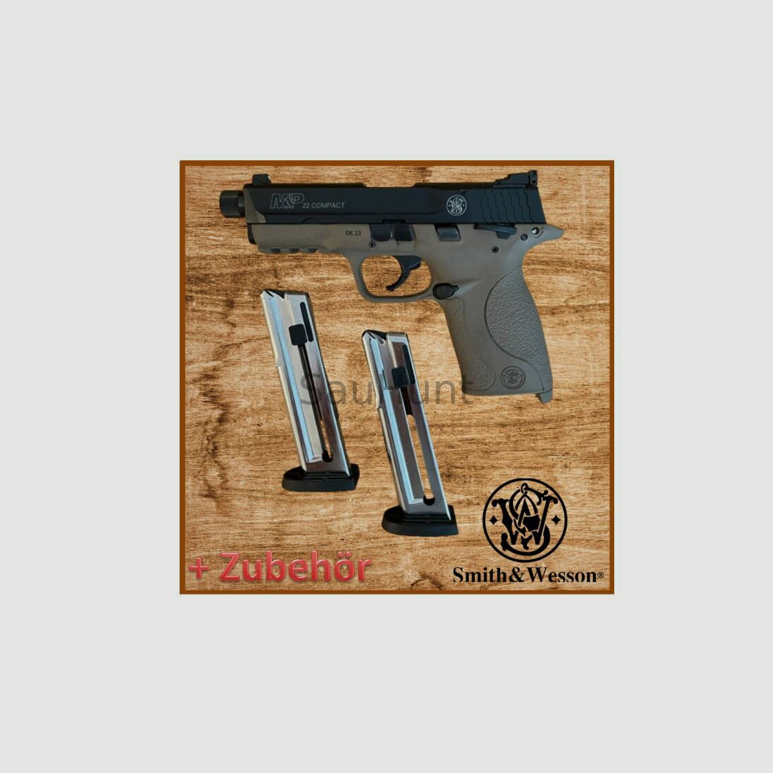 Pistole Smith & Wesson S&W Pistole Mod. M&P 22 Compact FDE-Griffstück mit Z Kaliber .22lr (Long Rifle) mit Zubehör
