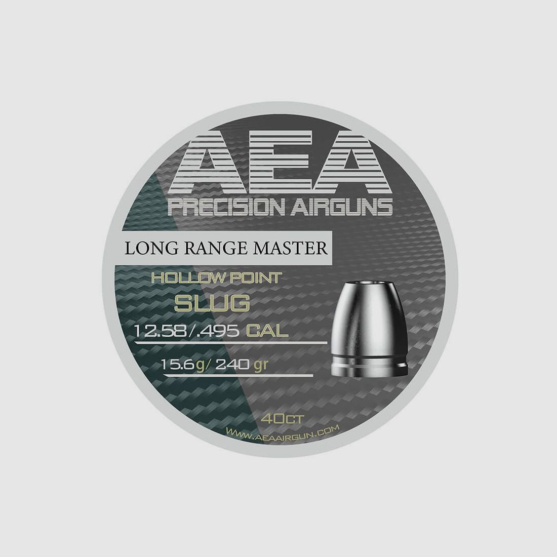 Original AEA Hohlspitz Luftgewehrgeschosse für Megalodon / Challenger Long Range Master 12,58mm .495 / .50 15,6g