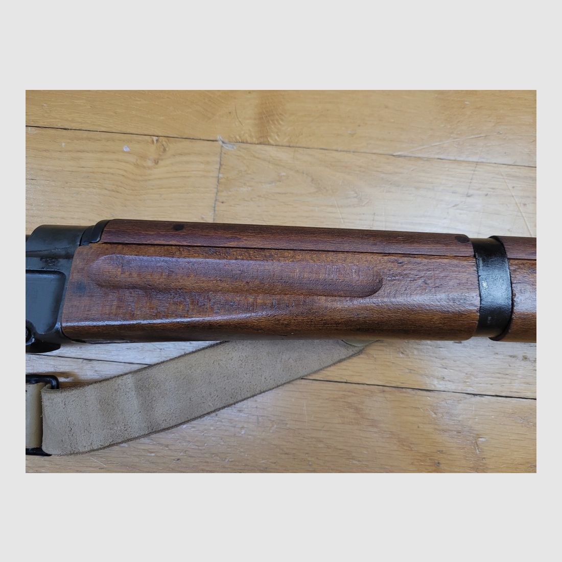 Schöner MAS 36 Gewehr 2. Typ - 100% zweiter Typ – Seltene Umrüstung für Kal. 308 Winchester und mit Sicherheit (!) – Bajonett und Gewehrriemen – Ausgezeichneter Spiegel-Lauf mit sehr schönen Zügen – Gehäuse und Verschluss mit Nummer – Gewehrriemen – Clips verfügbar – Spezialwaffe für TBE +, Bild 5 von 23