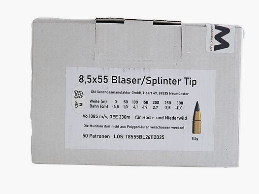 Fabrication de projectiles 8,5x55 Blaser/Splinter Tip 8,5g