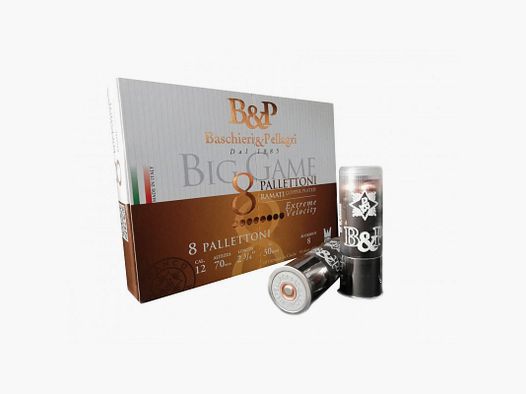 CAJA DE 10 PATRONES B&P BIG GAME PALLETTONI HV CALIBRE 12 - 8G ? PB 11/0